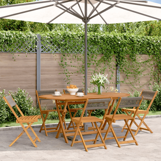 Cadeiras de jardim - Cadeiras de exterior dobráveis 6 pcs madeira acácia maciça cinza