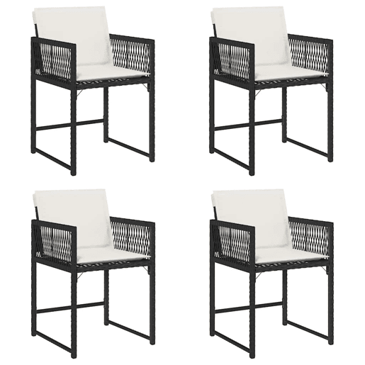 Cadeiras de jardim - Cadeiras de exterior com almofadões 4 pcs vime PE preto