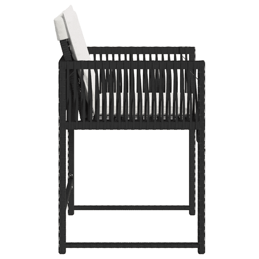 Cadeiras de jardim - Cadeiras de exterior com almofadões 4 pcs vime PE preto