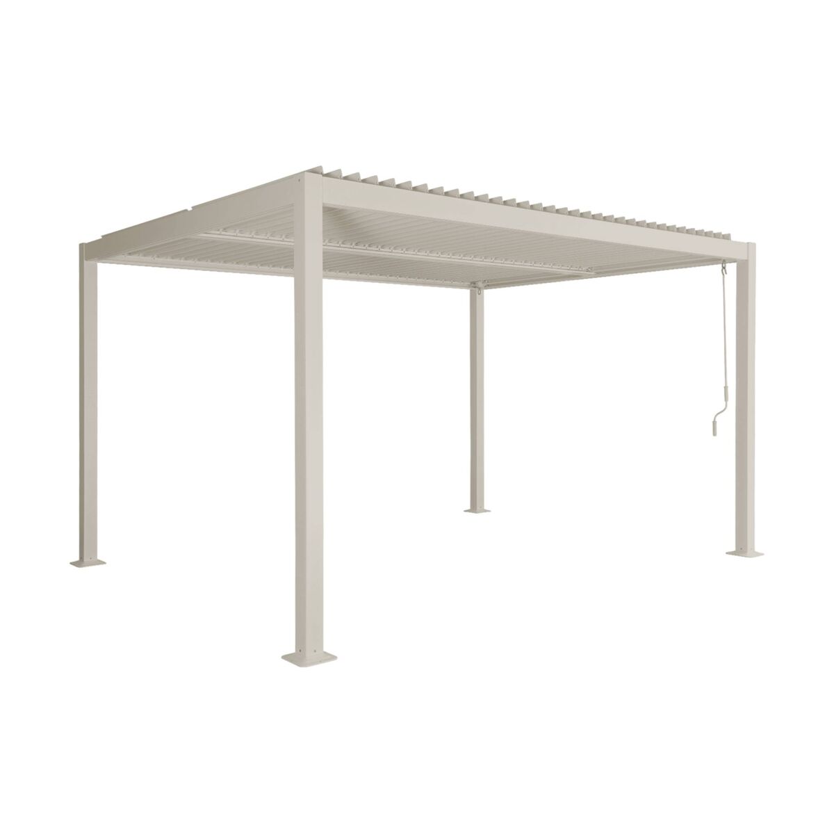 Pérgola bioclimática 3x4m de aluminio y acero con lamas orientables beige