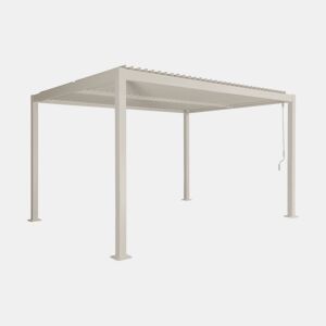 Pérgola bioclimática 3x4m alumínio e aço lâminas orientáveis, Palace 3x4m, Beige, 392x292x211 cm