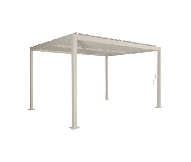 Pérgola bioclimática 3x4m de aluminio y acero con lamas orientables beige