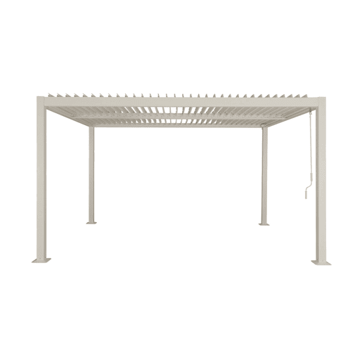 Pérgola bioclimática 3x4m alumínio e aço lâminas orientáveis, Palace 3x4m, Beige, 392x292x211 cm