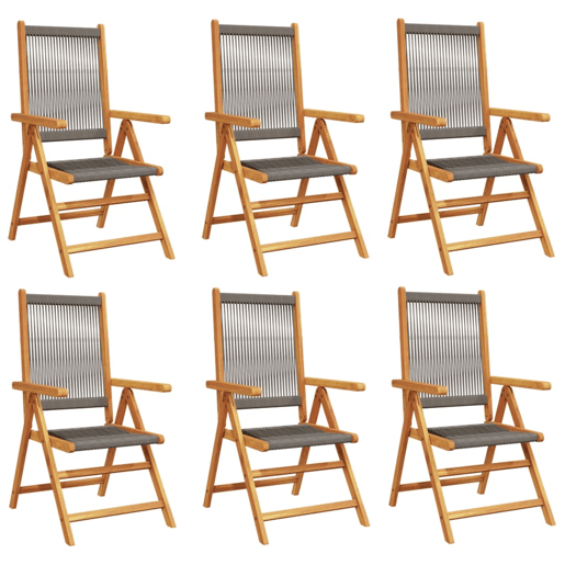 Cadeiras de jardim - Cadeiras de exterior reclináveis 6 pcs acácia maciça cinzento Cadeiras de jardim - Cadeiras de exterior reclináveis 6 pcs acácia maciça cinzento