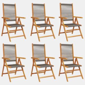Cadeiras de jardim - Cadeiras de exterior reclináveis 6 pcs acácia maciça cinzento