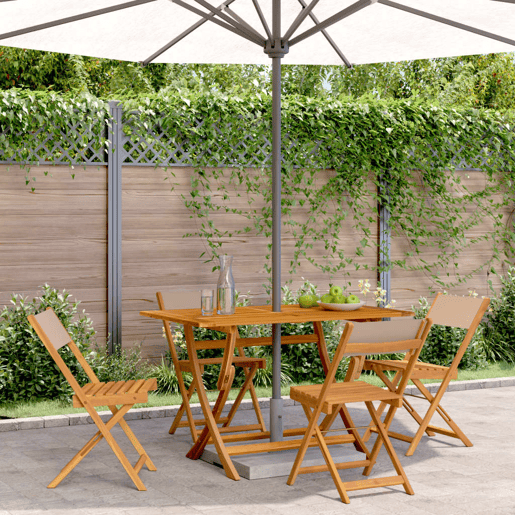 Cadeiras jardim - Cadeiras exterior dobráveis 4pcs tecidomadeira cinza-acastanhado