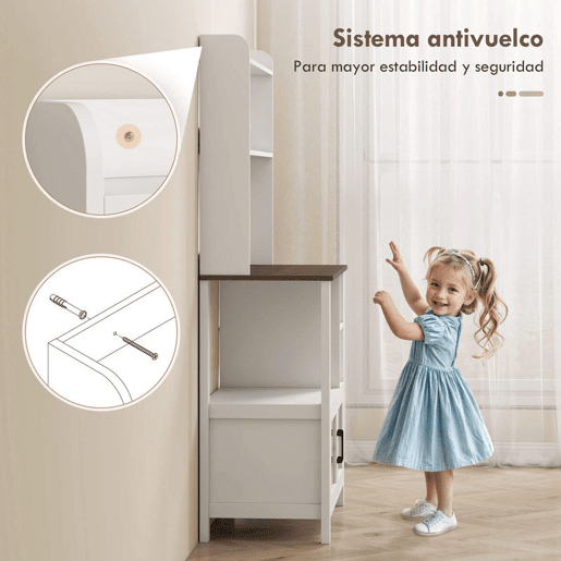 HOMCOM Armário de Cozinha Alto Móvel Auxiliar de Cozinha com 6 Ganchos para Chávenas 2 Portas de Vidro Prateleiras Abertas 80x40x152 cm Branco