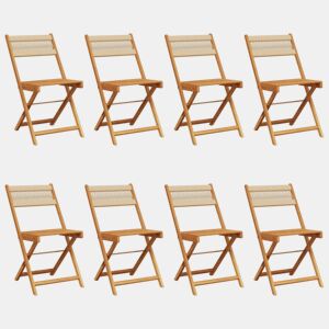 Cadeiras de jardim - Cadeiras de exterior dobráveis 8pcs madeira de acácia maciça bege