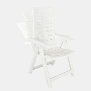 Cadeiras de jardim - Cadeiras de exterior reclináveis 6 pcs plástico branco