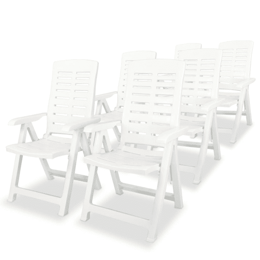 Cadeiras de jardim - Cadeiras de exterior reclináveis 6 pcs plástico branco