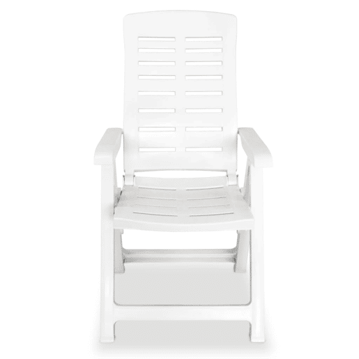 Cadeiras de jardim - Cadeiras de exterior reclináveis 6 pcs plástico branco