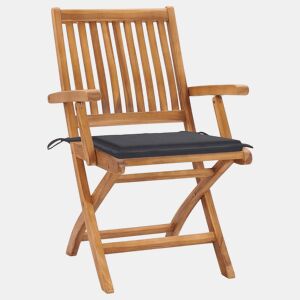 Cadeiras de jardim - Cadeiras de exterior dobráveis c almofadões 4 pcs teca maciça