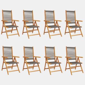 Cadeiras de jardim - Cadeiras de exterior reclináveis 8 pcs acácia maciça cinzento