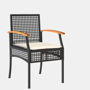 Cadeiras de jardim - Cadeiras de exterior com almofadões 4 pcs vime PEacácia preto