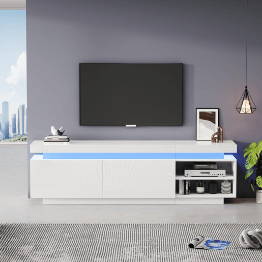 Móvel de TV 170 cm de painel de partículas com 2 portas,branco Móvel de TV 170 cm de painel de partículas com 2 portas,branco