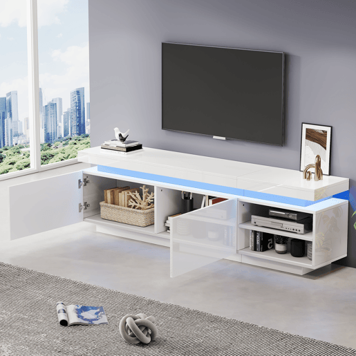 Móvel de TV 170 cm de painel de partículas com 2 portas,branco Móvel de TV 170 cm de painel de partículas com 2 portas,branco