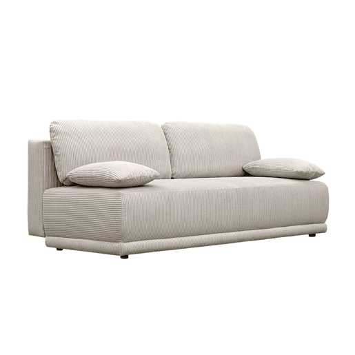 Sofá-cama conversível em veludo canelado de 3 lugares, Nelson, Cinza bege, 192x100x81 cm