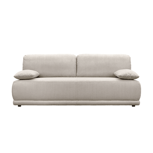 Sofá-cama conversível em veludo canelado de 3 lugares, Nelson, Cinza bege, 192x100x81 cm