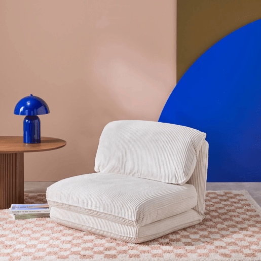 Poltrona grande em veludo canelado grosso, 1 lugar, Cosy, Branco sujo, 209x78x58 cm