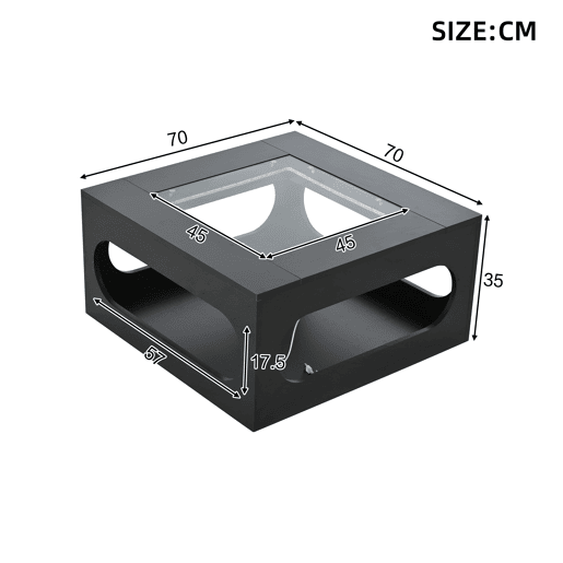 Mesa de centro quadrada de mdf com luz led,preto Mesa de centro quadrada de mdf com luz led,preto