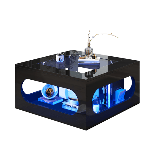 Mesa de centro quadrada de mdf com luz led,preto Mesa de centro quadrada de mdf com luz led,preto