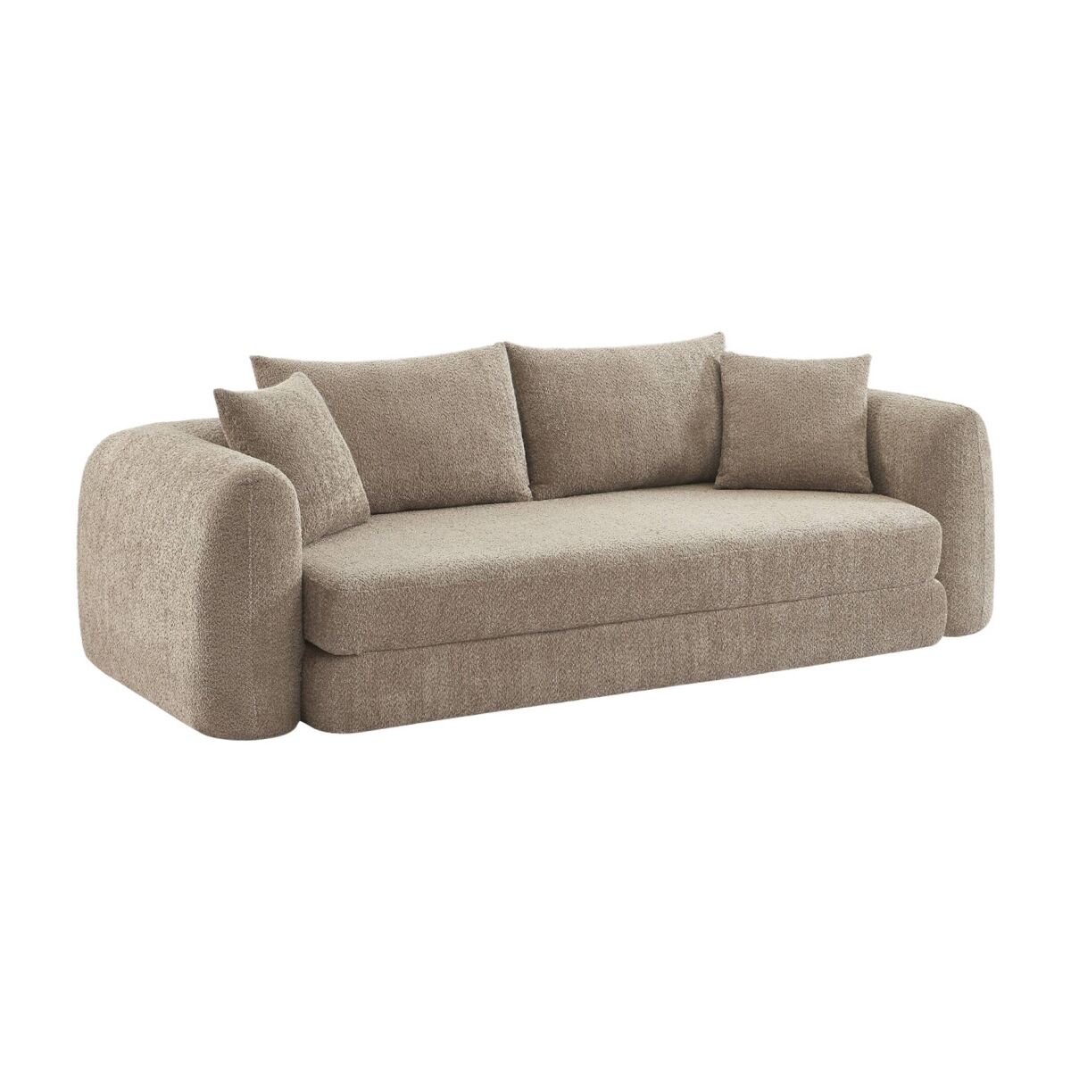 sofa cama envasado al vacio de borreguito texturizado 3 plazas sweeetch pardo 243x112x83 cm