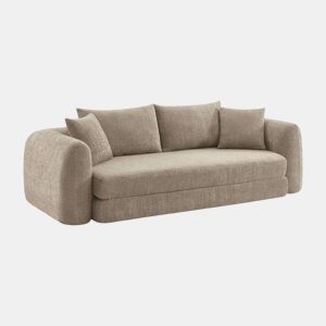 Sofá-cama boucle texturizada de 3 lugares, Sweeetch, Taupe, 243x112x83 cm