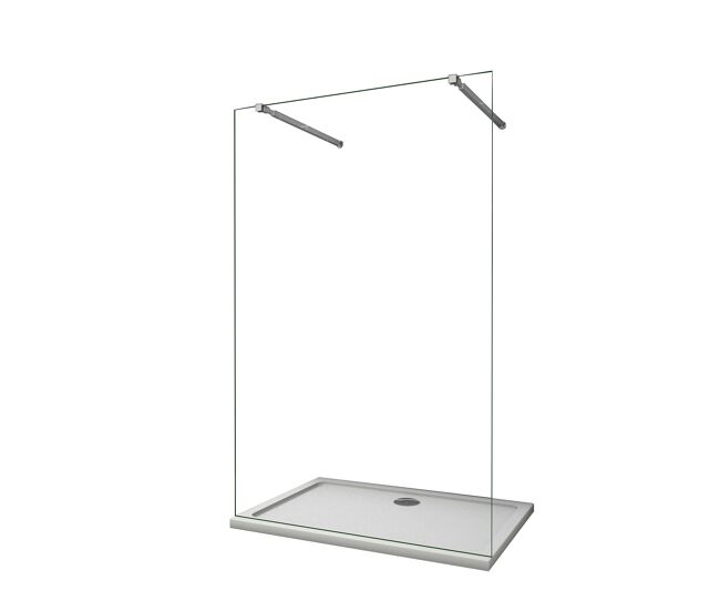 Mampara de ducha fija 1 hoja vidrio antical 10mm 107x200cm con dos barras ajustables 73-120cm