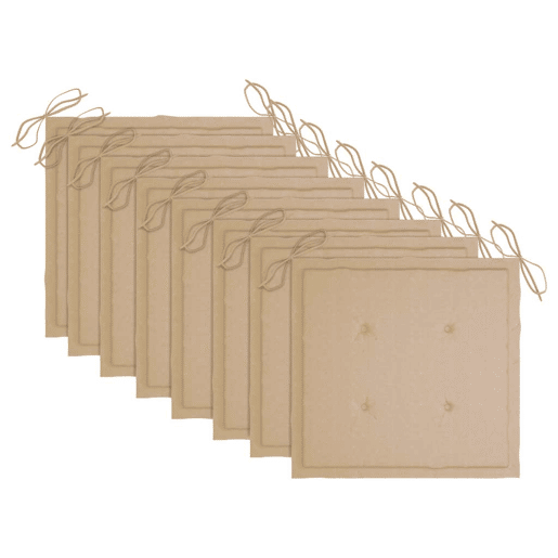 Cadeiras de jardim - Cadeiras de exterior dobráveis c almofadões 8 pcs teca maciça
