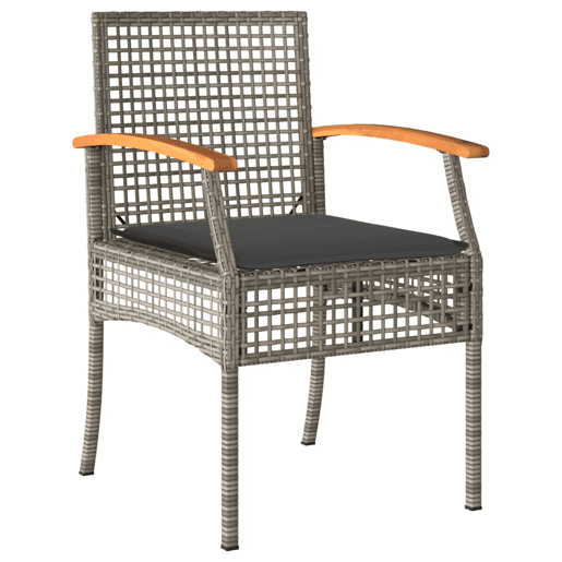 Cadeiras de jardim - Cadeiras de exterior com almofadões 4 pcs vime PEacácia cinzento
