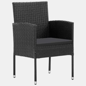 Cadeiras de jardim - Cadeiras de exterior com almofadões pretos 4 pcs vime PE preto