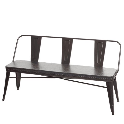 Banco de 3 lugares banco para sala de jantar Chesterfield em imitação de couro preto-acinzentado 04_0000514
