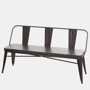 Banco de 3 lugares banco para sala de jantar Chesterfield em imitação de couro preto-acinzentado 04_0000514