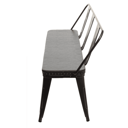 Banco de 3 lugares banco para sala de jantar Chesterfield em imitação de couro preto-acinzentado 04_0000514