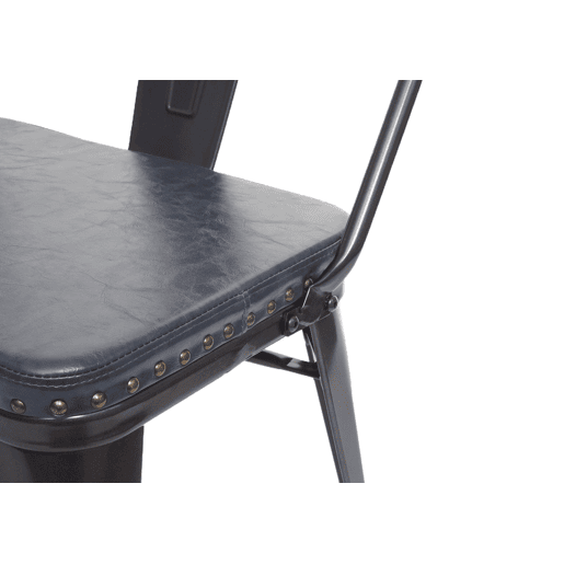 Banco de 3 lugares banco para sala de jantar Chesterfield em imitação de couro preto-acinzentado 04_0000514