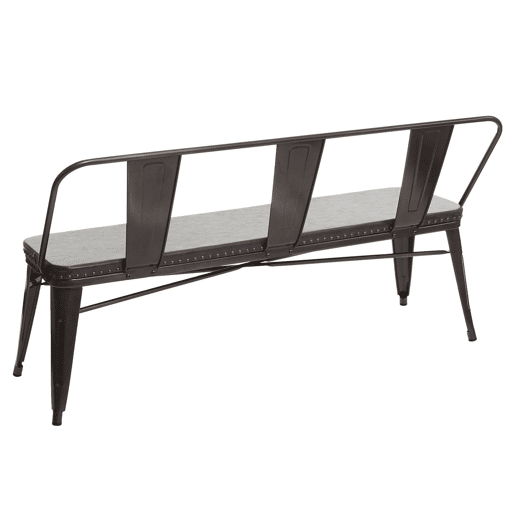 Banco de 3 lugares banco para sala de jantar Chesterfield em imitação de couro preto-acinzentado 04_0000514