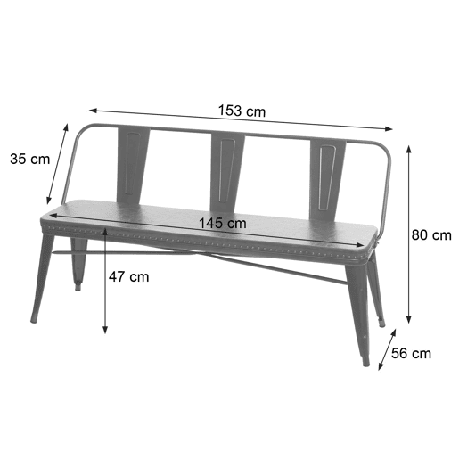 Banco de 3 lugares banco para sala de jantar Chesterfield em imitação de couro preto-acinzentado 04_0000514