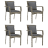 Cadeiras de jardim - Cadeiras de exterior c almofadões 4 pcs vime PE cinzento