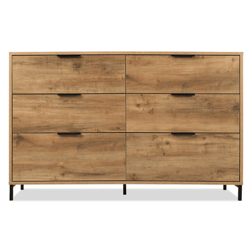 Cómoda 120x40x76 cm - 6 gavetas - Carvalho escuro Cómoda 120x40x76 cm - 6 gavetas - Carvalho escuro