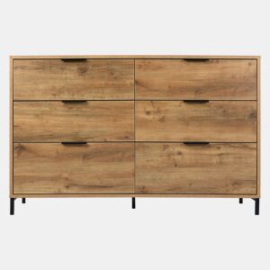 Cómoda 120x40x76 cm - 6 gavetas - Carvalho escuro