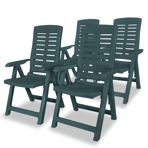 Cadeiras de jardim - Cadeiras de exterior reclináveis 4 pcs plástico verde