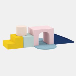 AIYAPLAY Conjunto de 8 Blocos de Espuma para Crianças Blocos de Psicomotricidade com Capas de Veludo Laváveis Conjunto de Escalada Interior para Escalar e Rastejar Multicor