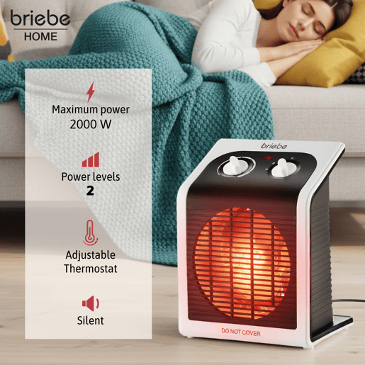Aquecedor Ventilador Elétrico Portátil, Ar Quente  Frio, 2 Níveis de Potência, Termóstato