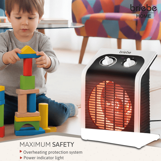 Aquecedor Ventilador Elétrico Portátil, Ar Quente  Frio, 2 Níveis de Potência, Termóstato