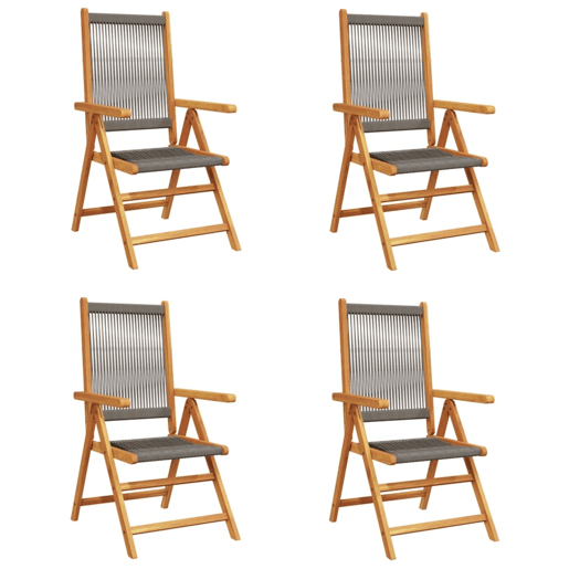 Cadeiras jardim - Cadeiras exterior reclináveis 4pcs madeira de acácia maciça cinza