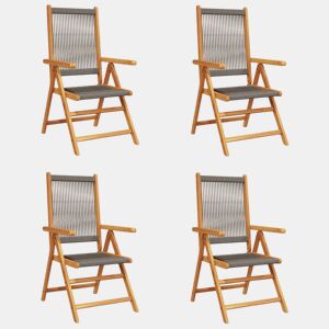 Cadeiras jardim - Cadeiras exterior reclináveis 4pcs madeira de acácia maciça cinza