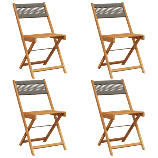 Cadeiras de jardim - Cadeiras de exterior dobráveis 4 pcs madeira acácia maciça cinza