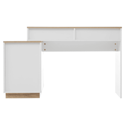 Secretária com 5 gavetas - Mesa de toucador com arrumação - Branco + Carvalho
