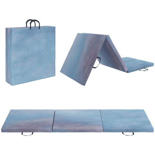 HOMCOM Tapete de Ginástica Dobrável com Espessura de 5 cm Tapete de Exercício 180x60x5 cm com Alças de Transporte Tapete para Yoga Aeróbica Artes Marciais Azul Degradê