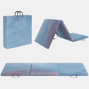 HOMCOM Tapete de Ginástica Dobrável com Espessura de 5 cm Tapete de Exercício 180x60x5 cm com Alças de Transporte Tapete para Yoga Aeróbica Artes Marciais Azul Degradê
